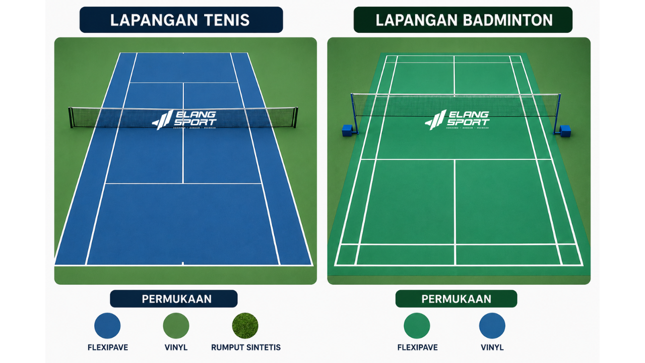 Perbedaan Lapangan Tenis dan Lapangan Badminton