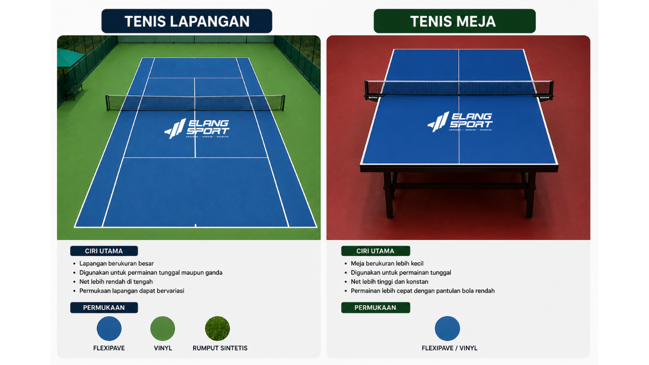 Perbedaan Tenis Lapangan dan Tenis Meja